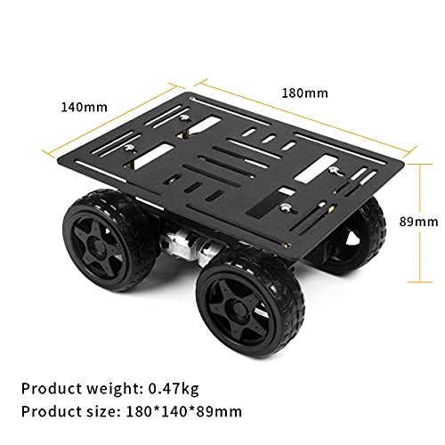 LewanSoul 4WD Smart Chassis Car Kit with Aluminum Alloy Chassis, TT Motor, 66mm Wheels, Robotic Moving Platform (Black, Unassembled)