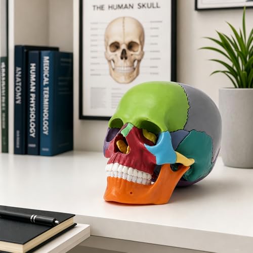 Anatomy Skull Mini 15-Part Color-Coded Detachable Educational Anatomy Model - style: colorful