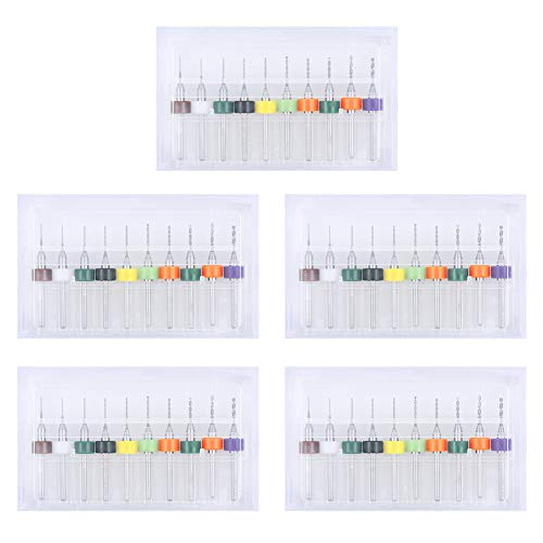 50pcs PCB Drill Bits Set Spiral Flute Carbide 0.3mm-1.2mm for Print Circuit Board Stone Dremel Jewelry CNC Engraving (5PCS Each)