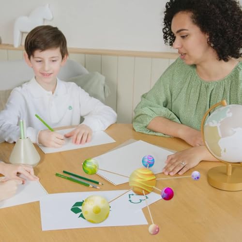 24PCS Solar System Model Foam Ball Project Kit, Planet Model Crafts Includes 14 Sized Polystyrene Spheres Balls, 9.5" Bamboo Sticks for School Science Projects