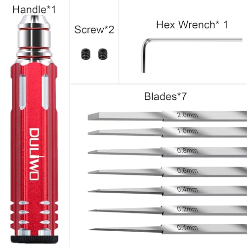 Model Scriber Chisel 7 Blades (0.1/0.2/0.4/0.6/0.8/1.0/2.0mm) - color: Red