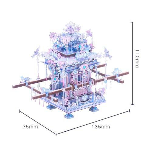 MU 3D Metal Puzzle Chinese Sedan Fridge Magnetic Models Kits Building 3D Wooden Puzzles, Chinese Wedding Gift DIY Craft Work Miniature Building, Birthday Gifts Home Desk Decor - color: Pink Wedding Sedan