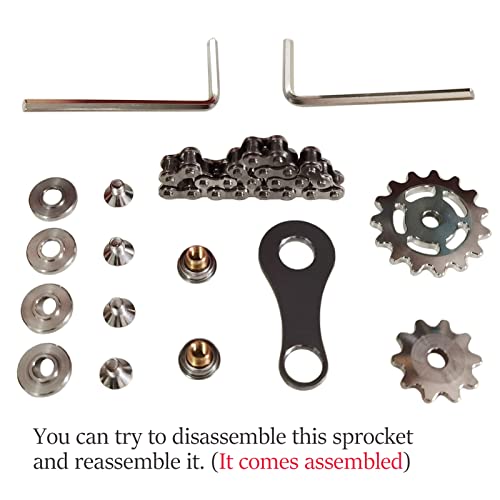 Stainless Steel Sprocket Fidgets Chain Fidget Cube Gears Linkage Bike Chain Novelty Fidget Block Kinetic Desk Toy Metal EDC Focus Meditation Break Bad Habits ADHD - color: Silver