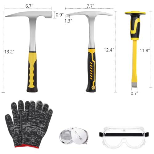 Lasnten 6 Pcs Geology Rock Pick Equipment Kit, Rock Hammer and Chisel Set