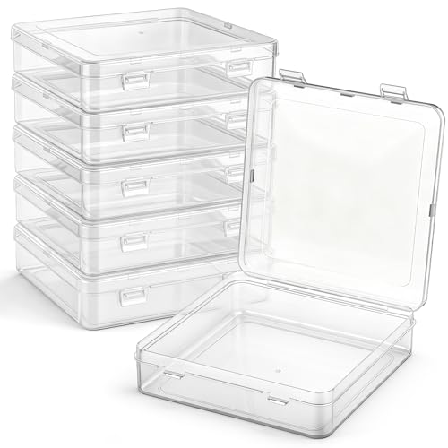 SATINIOR 48 Packs Clear Small Plastic Containers Transparent Storage Box with Hinged Lid for Small Items Crafts Jewelry (5.91 x 5.91 x 1.5 Inches) - size: 5.91 x 5.91 x 1.5 Inches