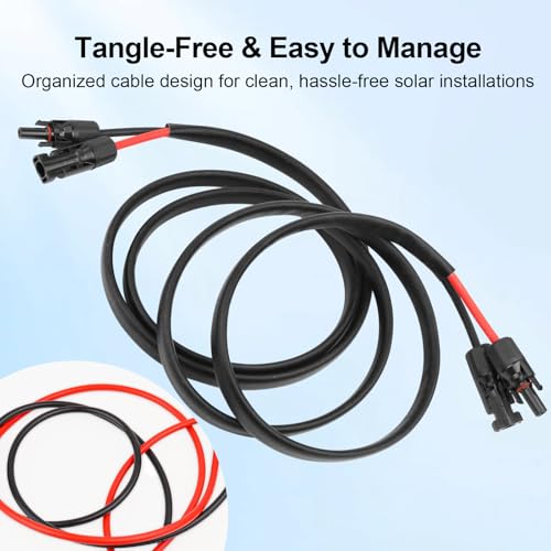 XRDS -RF Solar Panel Cable 100FT, 10AWG Solar Extension Cable with Male & Female Solar Connectors, Flame-Retardant Protective Sleeving Solar Cable, Weatherproof PV Wire for Solar Panel Connection - size: 10AWG 100FT
