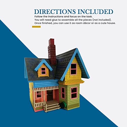 Bird's Wood Shack 3D Wooden Puzzle DIY Miniature House Kit - DIY Tiny House Kit from Up Movie - Easy-to-Assemble 1/8” Baltic Birch Wood - Model House Kit for Family, School, Hobby, Art & Craft Gift - size: W11" x D9" x H12"