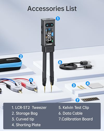 FNIRSI LCR-ST2 100kHz LCR Meter Tweezer SMD & Through-Hole Component Tester - style: LCR-ST2 + Kelvin Clip