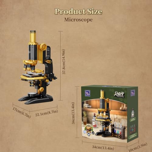 PANTASY Retro Microscope Building Kit with Antique Brass Finish for Adults