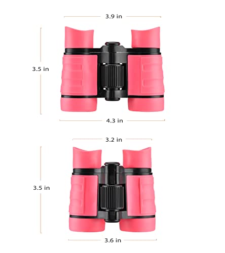 Binoculars for Kids, Toys for 3-12 Years Boys and Girls High-Resolution Optics Shockproof Mini Compact Toy Binoculars for Bird Watching, Hiking, Camping, Science, Detective - color: Blue+Pink