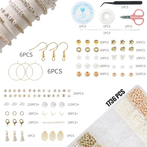 Jewelry Making Supplies Kit, Bracelet Making Kit, Natural Stone Beads - color: Clear Crystal