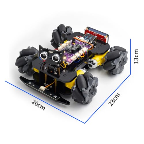 Adeept Mecanum Wheel Smart Car Kit(Compatible with Arduino IDE), Line Tracking, Light Tracing, Obstacle Avoidance, Servo Motor, OLED Display, Buzzer, LED Dot Matrix Display - style: Mecanum Wheels