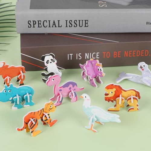CCINEE 25 Pcs Educational 3D Cartoon Puzzles for Kids,3D Animal Learning Educational Paper Puzzle Game for DIY Crafts Gifts - style: Animal