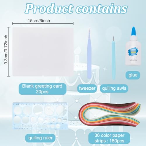 WEBEEDY 20 Sets Paper Quilling Kits for Beginners DIY Lovely Animal Quilling Card Making Kits with 36 Colors Strips, 20 Cards, Paper Quilling Tools and Supplies Home Room Wall Art Decor Creative Gift