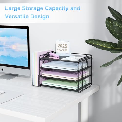 Spacrea 4-Tier Paper Organizer for Desk with File Organizer - color: Black