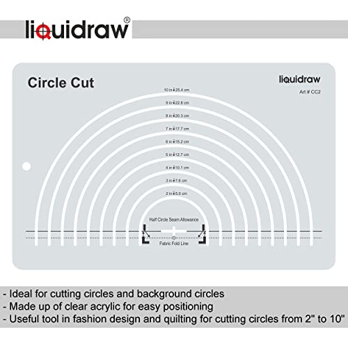 Liquidraw Circle Cut Quilting Ruler, Acrylic Template