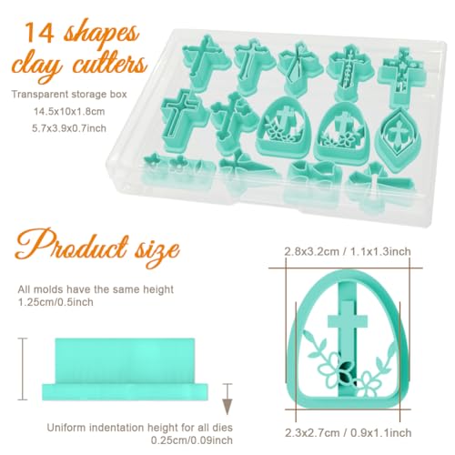 ORIGACH 14 Pcs Cross Theme Polymer Clay Cutters Set - style: Cross