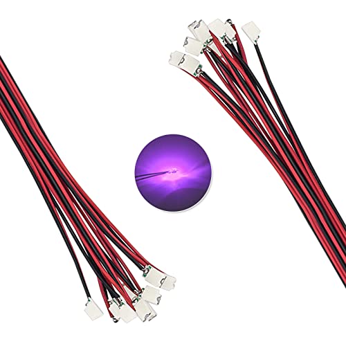 DiCUNO 20pcs Pre-Wired SMD 0805 Light Emitting Diodes, 6.3" Wire, Color: UV - color: UV