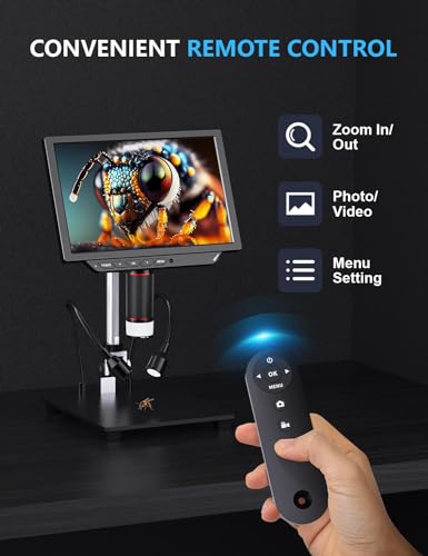 4K Digital Microscope - 2000X Magnification, 10" Coin Microscope with 52MP Camera Sensor, Microscope for Adults for Soldering, Full Coin Observation, 64GB TF Card & Coin Guidebook Included - size: 10 "