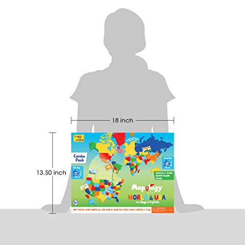 Imagimake Mapology USA & World Map Puzzle, Learn Countries, Flags, Capitals - style: USA & World Map