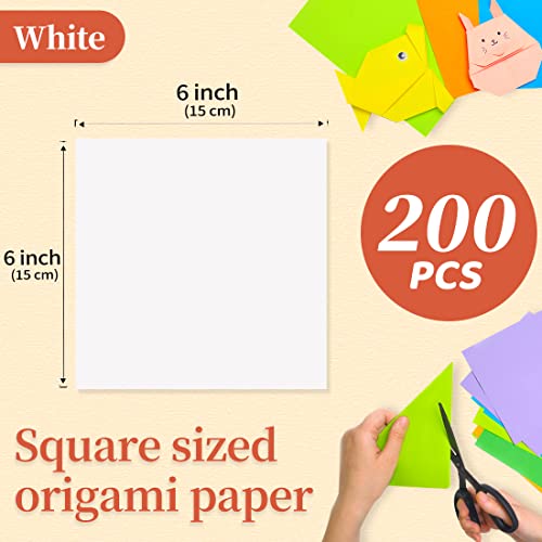 IOOLEEM Origami Paper, 200 Sheets, White Origami Paper, 6 Inch Square, Double Sided Colored Paper for Crafts DIY Party & Decoration - color: White, size: 6 x 6 inch Standard Pack