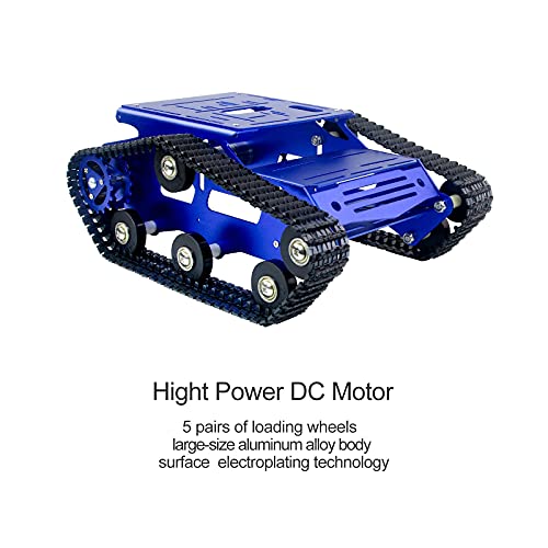 Smart Robot Car Chassis Kit Aluminum Alloy Big Tank Chassis with 2WD Motors for Jetson Nano/Raspberry Pi/Arduino DIY STEM Education Projects and ROS Research (Blue, with DC Motor) - color: Blue