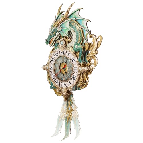 3D Puzzles for Adults Dragon Clock Crafts for Adults Wall Clock - color: Dragon of Emerald Sands