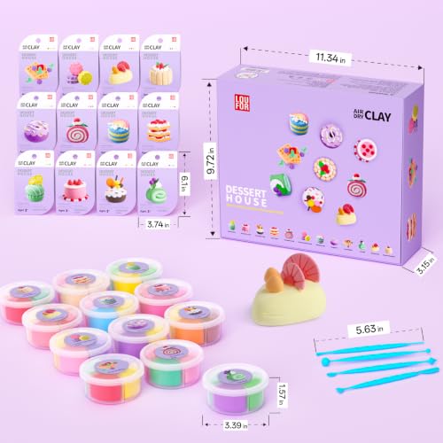 LOUFOR Air Dry Clay Kits for Kids, 12 Boxes - color: #02-Dessert House