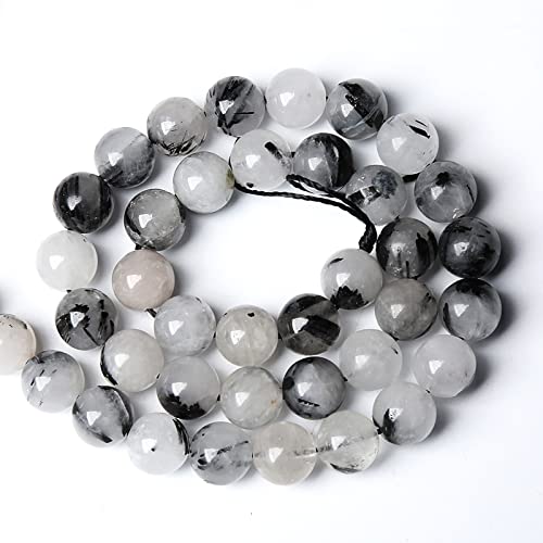 4MM 86PCS Natural Crystal Stone Black Rutile Quartz Gemstone 2A Grade Loose Beads for Jewelry Making DIY Bracelet Necklace Semi Precious Beads 1 Strand - color: Black Rutile Quartz, size: 4mm