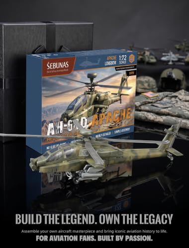SEBUNAS 1:72 Scale AH-64 Apache Quick Build Helicopter Model Kit - color: 7.AH-64