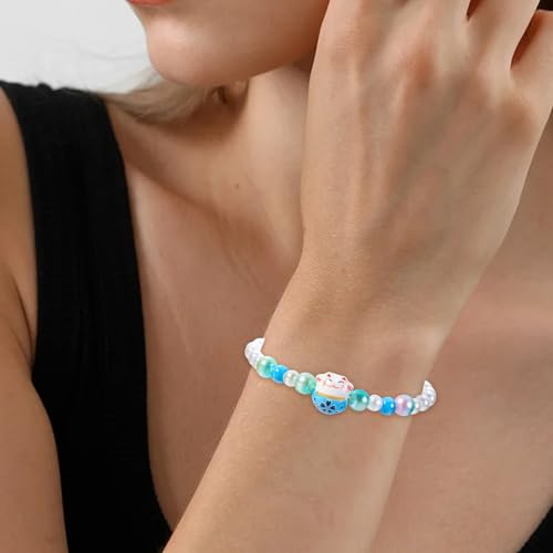 Blue Ceramic Beads for Jewelry Making, 50Pcs - color: Deep Sky Blue