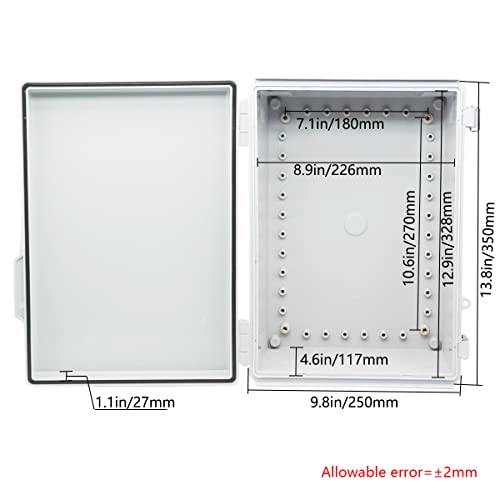 Zulkit Junction Box ABS Plastic Dustproof Waterproof IP67 Electrical Boxes Hinged Shell Outdoor Universal Project Enclosure Grey, Stainless Steel Buckles 13.8 x 9.8 x 5.9 Inch - size: 13.8"x9.8"x5.9" GC k