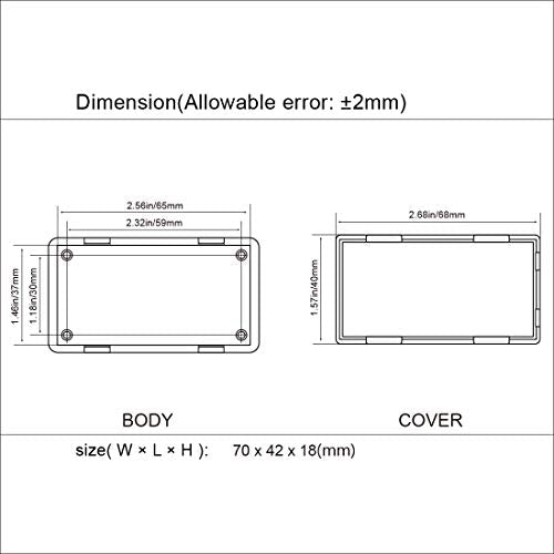 LeMotech Project Box, 5 Pieces ABS Electrical Box Small Junction Box for Electronics PCB Case,Electronic Hobby Box Black, Outside Size 2.8 x 1.7 x 0.7 inch (70x 42x 18 mm) - size: 2.8" x 1.7" x 0.7"(5pc)