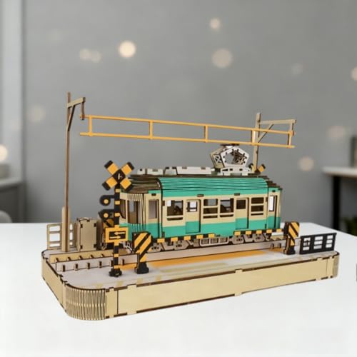 3D Wooden Puzzles Streetcar Laser Engraving DIY Safe Assembly Constructor Kit Toy for Teens and Adults Transportation Vehicle Mechanical 3-D Models for Self-Assembly (Streetcar) - style: Streetcar