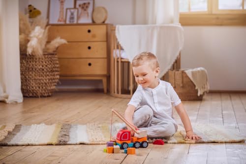 CUBIKA Wooden Crane Truck – Magnetic Construction Vehicle Playset for Toddlers Ages 18 Months+ – Montessori Toy for Fine Motor Skills, Creativity, and Imaginative Play - style: Wooden Crane Truck