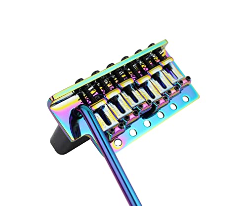 Guyker Tremolo Bridge Vintage Bent Steel Saddles and Zinc Block Compatible with Start ST Electric Guitar (GG-1004, Chameleon Rainbow) - color: Zinc Block, Chameleon Rainbow