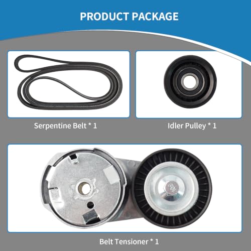6PK1955 Engine Belt Tensioner Serpentine Belt Drive Idler Pulley Kit - size: 90K-39282D