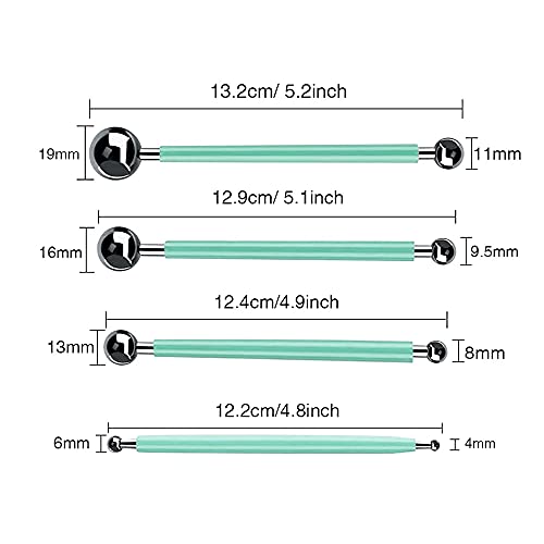 4 x Fondant Cake Decorating Clay Flower Sugarcraft Ball Model DIY Tool 8 Sizes (Green) - color: Green
