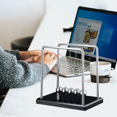 Newton's Cradle with 7balls 9inch Wooden Base Balance Ball Office Decoration - style: 5BALLS