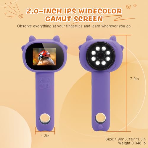 Microscope for Kids 500x Magnification,Mini Pocket Handheld Microscope with 2.0" Screen for Toddlers-STEM Educational Science Kit Toys for Boys Girls Aged 3-12 Christmas Birthday Gifts (Purple) - color: Purple
