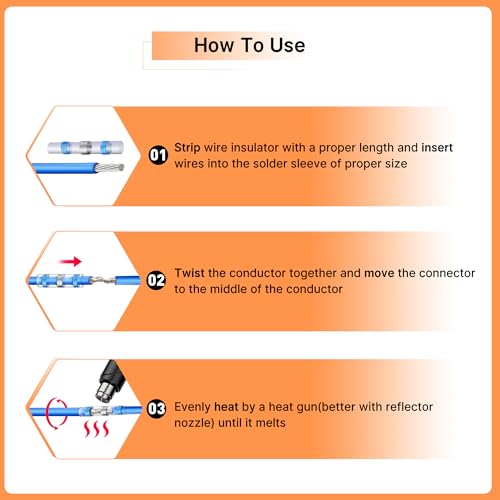Kuject Mini Heat Shrink Gun Kit, 820PCS Solder Seal Wire Connectors & Heat Shrink Tubing Kit, Waterproof Heat Shrink Wire Connectors Kit with 482~752ยฐF Heat Gun for Marine Automotive Wiring, AWG26-10