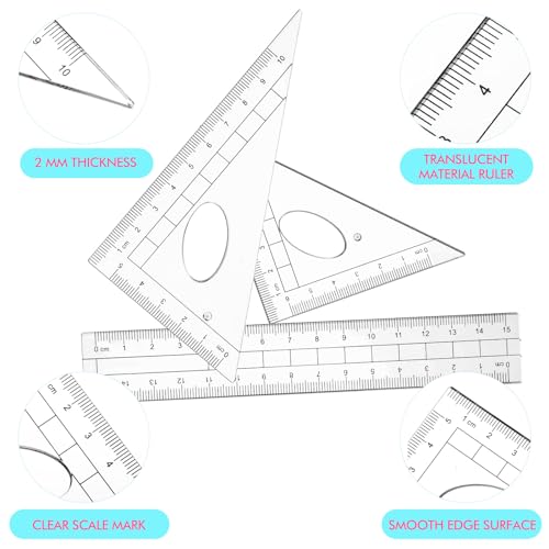 Zonon 24 Sets Math Geometry Kit, 10 Pcs Compass Rulers Protractor School