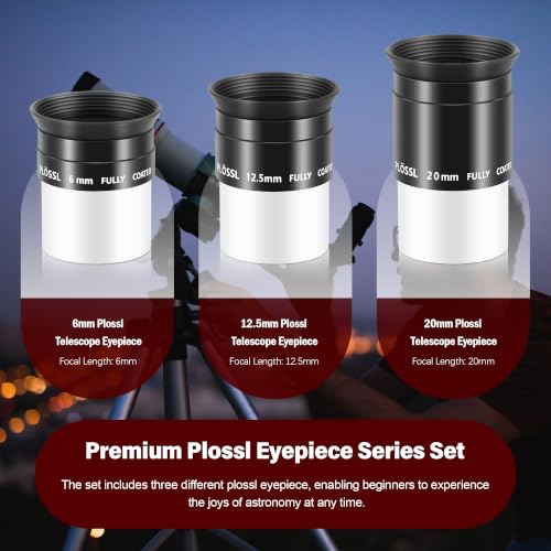 Astromania Telescope Eyepiece Set, 3 Pics Plossl Eyepiece 1.25" 6 12.5 20mm - size: 6/12.5/20mm