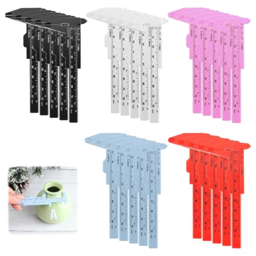 30 Pcs Plastic Vernier Caliper, 80mm/3.15" Eyebrow Measuring Tool, Mini Sliding Ruler Caliper Gauge for Students DIY Crafts School Office Tattoo Eyebrow Artists Use (5 Color, 0-3.15"/0-80mm) - color: 5 colors(30pcs)