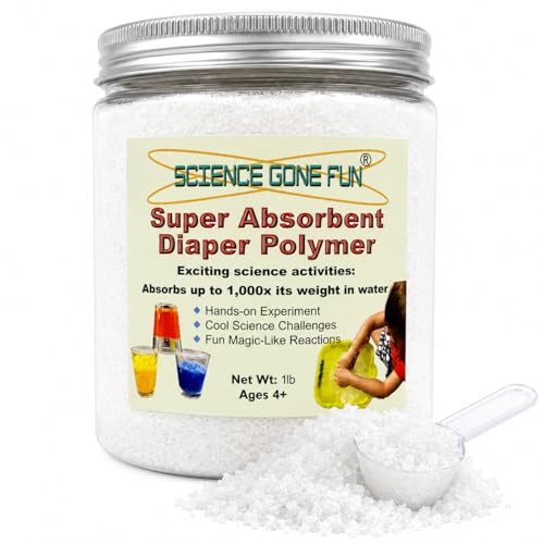 Commercial Grade Sodium Polyacrylate 1 Lb – Super Absorbent STEM Polymer Powder for Science Projects, Classroom Chemistry Labs and Sensory Activities – Educational Magic Slush Powder
