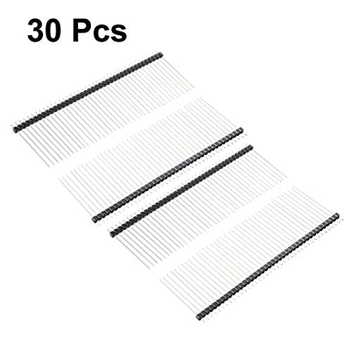 uxcell 30Pcs 2.54mm Pitch 40-Pin 35mm Length Single Row Straight Connector Pin Header Strip for Prototype Shield - size: 35mm Length