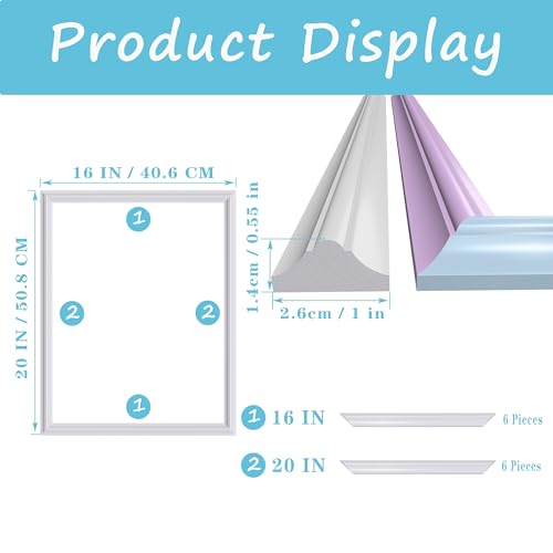3 Set Panels Peel and Stick Premade Wainscoting Accent Wall Panels for Interior Wall Decor Easy DIY Build and Picture Frame Door Decor (16 x 20 in) - color: 16 x 20 in