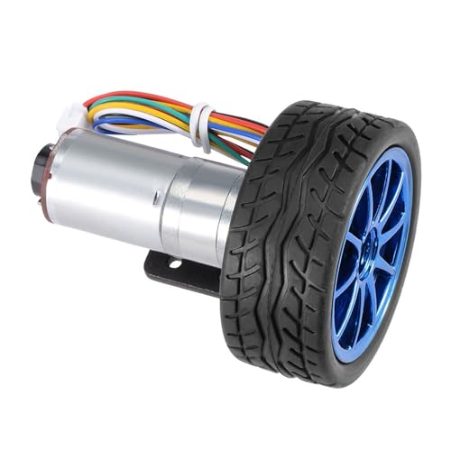 DIY Encoder Gear Motor with Mounting Bracket 65mm Wheel Kit, JGA25-371 Metal Gears DC12V for Smart Car Robot Printer Machinery Equipment (Speed 1000) - size: Speed 1000