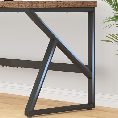 HSH Large Rustic Brown Computer Desk, 70 Inch Home Office 2 Person Desk - color: Rustic Brown, size: 70 Inch