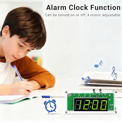 MiOYOOW DIY Digital Clock Kit, 4-Digit Alarm Clock Soldering Practice Kit - color: 4 Digit Multifunctional Clock Kit